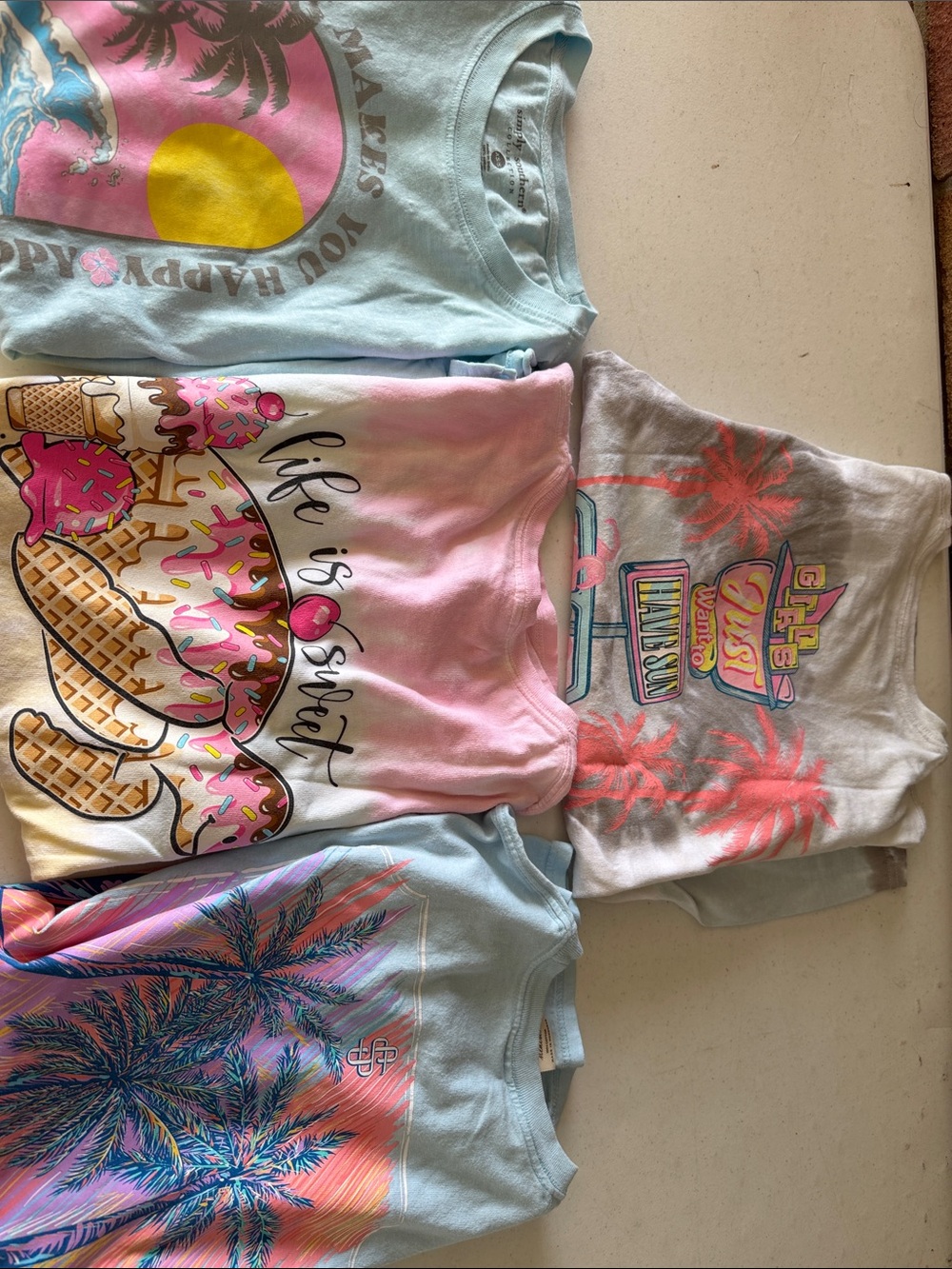 Simply Southern Pastel Graphic Short Sleeve Tees - Pink, Light Blue, White